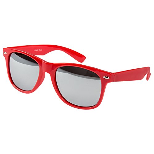 Ciffre Nerdbrille Sonnenbrille Stil Brille Pilotenbrille Vintage Look Rot voll verspiegelt WSR von Ciffre