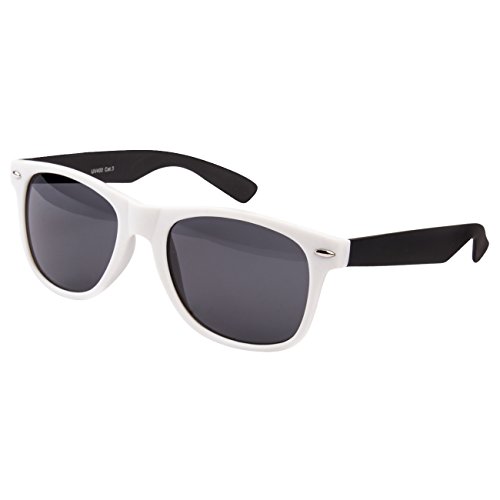 Ciffre Nerdbrille Sonnenbrille Stil Brille Pilotenbrille Vintage Look Weiß Schwarz 2 Farbig gummiert EST6 von Ciffre