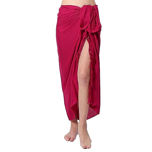 Ciffre Pareo Sarong Tuch Damen Herren - Wickelrock Strand - Strandtuch Blickdicht als Wickeltuch oder Handtuchkleid und Wickelkleid Unisex Frauen und Männer - mit Schnalle einfarbig Hot Pink von Ciffre
