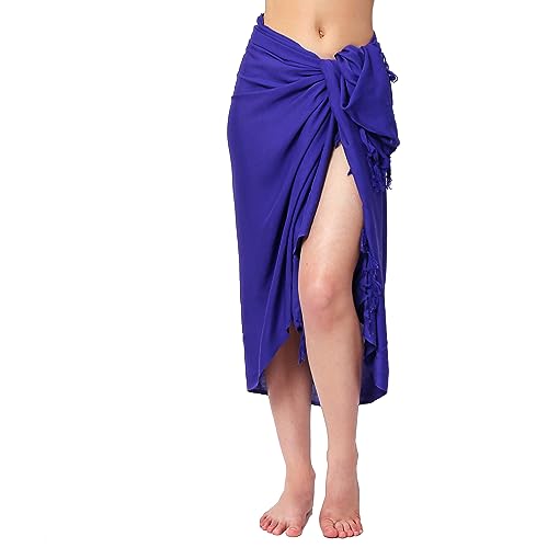 Ciffre Pareo Sarong Tuch Damen Herren - Wickelrock Strand - Strandtuch Blickdicht als Wickeltuch oder Handtuchkleid und Wickelkleid Unisex Frauen und Männer - mit Schnalle einfarbig Lila von Ciffre