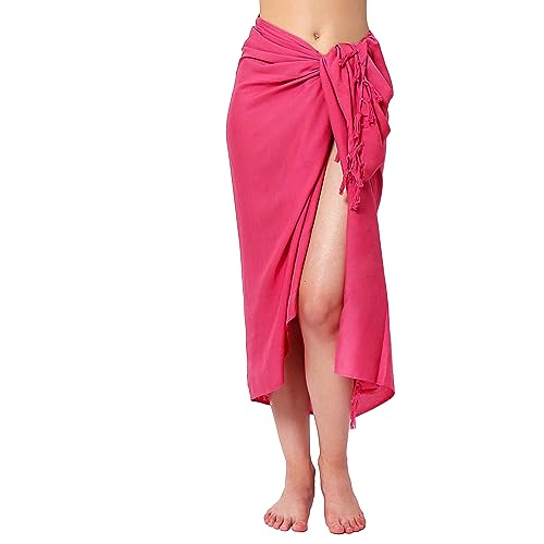 Ciffre Pareo Sarong Tuch Damen Herren - Wickelrock Strand - Strandtuch Blickdicht als Wickeltuch oder Handtuchkleid und Wickelkleid Unisex Frauen und Männer - mit Schnalle einfarbig Pink Rosa Töne von Ciffre