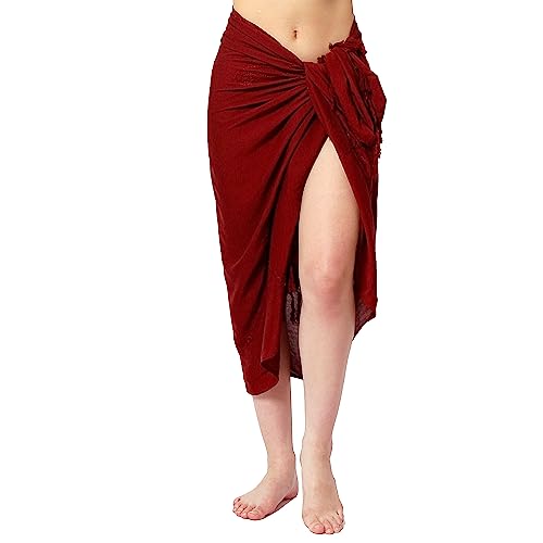 Ciffre Premium Sarong Pareo Wickelrock Strandtuch Lunghi Dhoti Schlicht Blickdicht Tolle Stickerei Uni Einfarbig Fuchsia von Ciffre