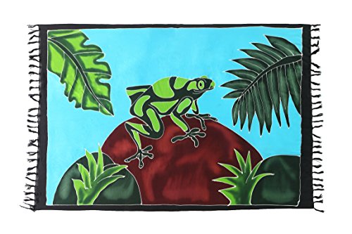 Ciffre Riesen Sarong Ca 170cm x110cm Pareo Wickelrock Wickeltuch Badeunterlage Saunatuch Schal Loop Wickeltuch Wickelkleid Frosch im Urwald von Ciffre