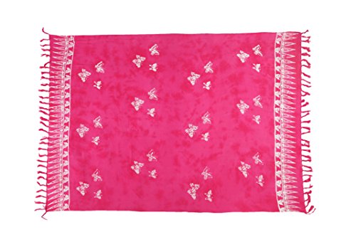 Ciffre Riesen Sarong Ca 170cm x110cm Pareo Wickelrock Wickeltuch Badeunterlage Saunatuch Schal Loop Wickeltuch Wickelkleid Schmetterling Pink von Ciffre