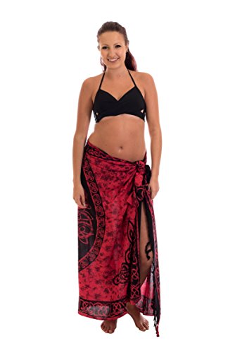 Ciffre Sarong Pareo Rot Wickelrock Lunghi Dhoti Tuch Strandtuch Keltisch Kreis Schal von Ciffre