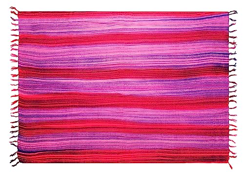 Ciffre Sarong Pareo Strandtuch Wickelrock Schal Loop Blickdicht Streifen Pink Wickeltuch von Ciffre