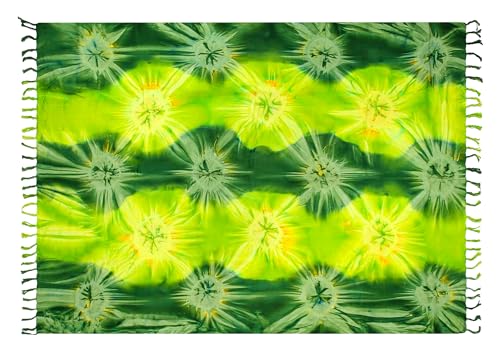 Ciffre Sarong Pareo Wickelrock Dhoti Loop Tuch Strandtuch Handtuch Schal Batik Grün + Schnalle von Ciffre