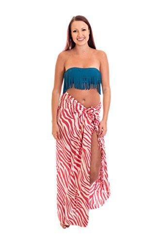 Ciffre Sarong Pareo Wickelrock Dhoti Loop Tuch Strandtuch Schal Zebra Weiß Rot Schal von Ciffre