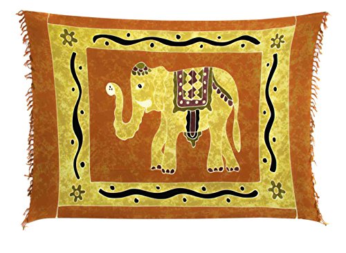 Ciffre Sarong Pareo Wickelrock Dhoti Lunghi Tuch Strandtuch Loop Elefant Orange Schal von Ciffre