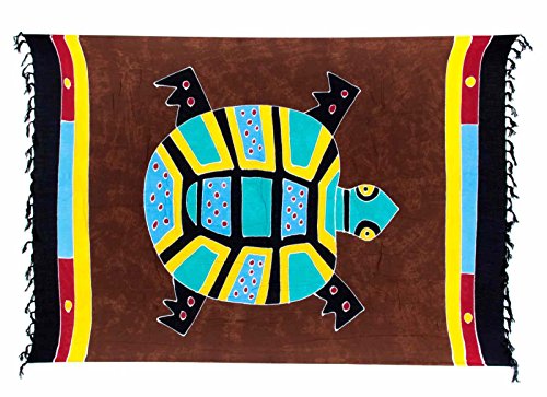 Ciffre Sarong Pareo Wickelrock Dhoti Lunghi Tuch Strandtuch Schildkröte Bunt Braun von Ciffre