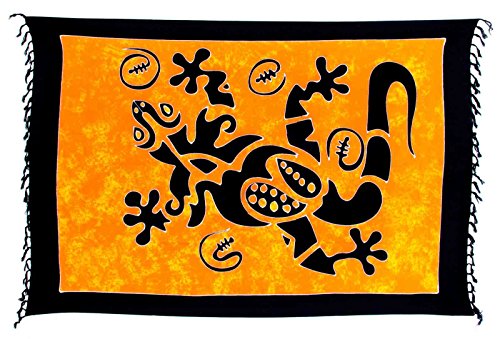 Ciffre Sarong Pareo Wickelrock Dhoti Lunghi Tuch Strandtuch Schwarz Orange Gelb Gecko Ciffre Sarong Pareo Wickelrock Dhoti Lunghi Tuch Strandtuch Schwarz Orange Gelb Gecko von Ciffre