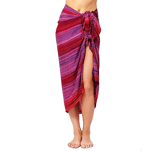 Ciffre Sarong Pareo Wickelrock Lunghi Dhoti Schal Strandtuch Streifen Pink + Schnalle von Ciffre