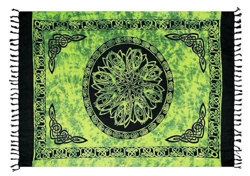 Ciffre Sarong Pareo Wickelrock Lunghi Dhoti Tuch Strandtuch Keltisch Kreis Hell Grün von Ciffre