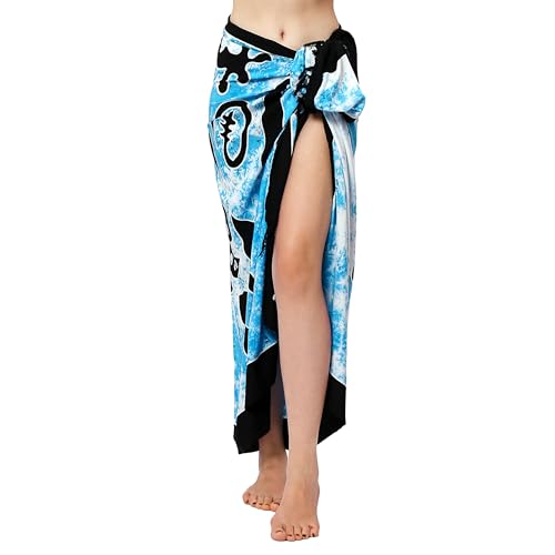 Ciffre Sarong Pareo Wickelrock Lunghi Dhoti Tuch Strandtuch Tribal Gecko Türkis Blau Echse Gecko + Schnalle Ciffre Sarong Pareo Wickelrock Lunghi Dhoti Tuch Strandtuch Tribal Gecko Türkis Blau Echse Gecko + Schnalle von Ciffre