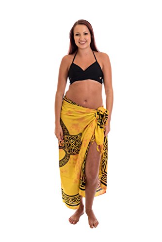 Ciffre Sarong Pareo Wickelrock Strandtuch Handtuch Lunghi Dhoti Wandbehang Keltisch Kreuz Orange Schwarz von Ciffre