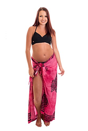 Ciffre Sarong Pareo Wickelrock Strandtuch Handtuch Lunghi Dhoti Wandbehang Keltisch Kreuz Pink von Ciffre