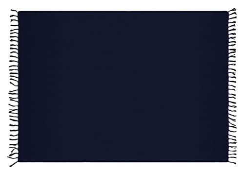 Ciffre Pareo Sarong Tuch Damen Herren - Wickelrock Strand - Strandtuch Blickdicht als Wickeltuch oder Handtuchkleid und Wickelkleid Unisex Frauen und Männer - mit Schnalle einfarbig Dunkel Blau von Ciffre
