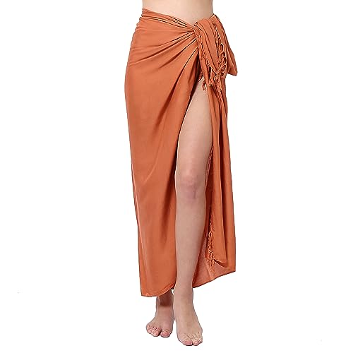 Ciffre Pareo Sarong Tuch Damen Herren - Wickelrock Strand - Strandtuch Blickdicht als Wickeltuch oder Handtuchkleid und Wickelkleid Unisex Frauen und Männer - mit Schnalle einfarbig Lachs von Ciffre