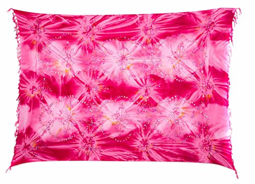 Ciffre Sarong Pareo Wickelrock Strandtuch Lunghi Dhoti Tuch Schal Pailletten Pink von Ciffre