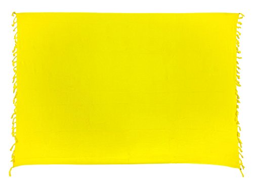 Ciffre Sarong Pareo Wickelrock Strandtuch Lunghi Dhoti Tuch Schlicht Schal Uni Gelb170 von Ciffre