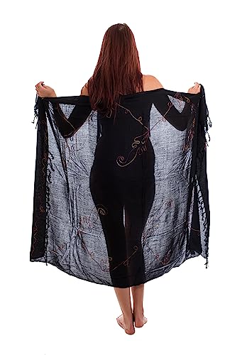 Ciffre Sarong Pareo Wickelrock Strandtuch Tuch Blickdicht Stickerei Schwarz + Schnalle von Ciffre