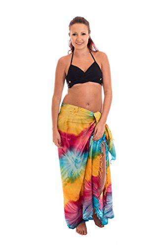 Ciffre Sarong Pareo Wickelrock Strandtuch Tuch Schal Hüftrock Brustkleid Batik Knall Bunt von Ciffre