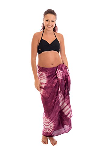 Ciffre Sarong Pareo Wickelrock Strandtuch Tuch Schal Hüftrock Brustkleid Fuchsia Bunt Batik von Ciffre