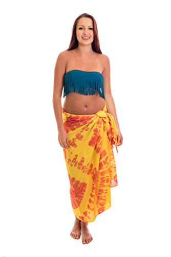 Ciffre Sarong Pareo Wickelrock Strandtuch Tuch Schal Hüftrock Brustkleid Orange Töne von Ciffre