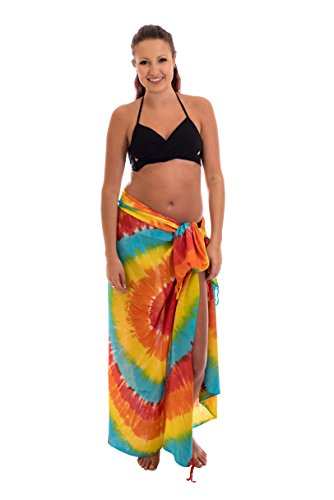 Ciffre Sarong Pareo Wickelrock Strandtuch Tuch Schal Hüftrock Brustkleid Regenbogen Farben von Ciffre