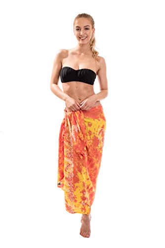 Ciffre Sarong Pareo Wickelrock Strandtuch Tuch Schal Hüftrock Lunghi Dhoti Delfin Orange von Ciffre