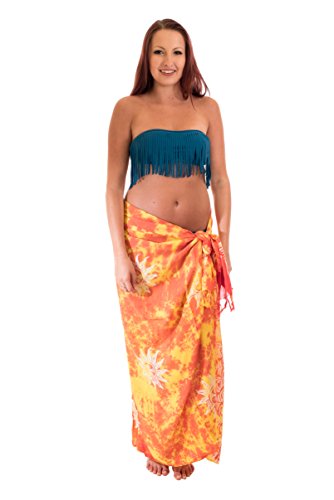 Ciffre Sarong Pareo Wickelrock Strandtuch Tuch Schal Hüftrock Lunghi Dhoti Sonne Orange von Ciffre