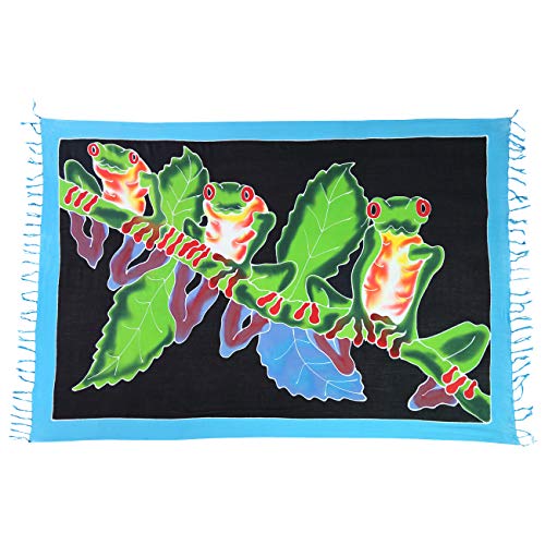 Ciffre Sarong Pareo Wickelrock Strandtuch Tuch Schal Wickelkleid Strandkleid Blickdicht Borneo - Frösche von Ciffre