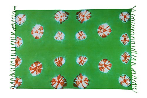 Ciffre Sarong Pareo Wickelrock Strandtuch Tuch Schal Wickelkleid Strandkleid Blickdicht Madura - Muster Grün von Ciffre