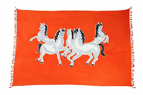 Ciffre Sarong Pareo Wickelrock Strandtuch Tuch Schal Wickelkleid Strandkleid Blickdicht Texas - Pferde von Ciffre