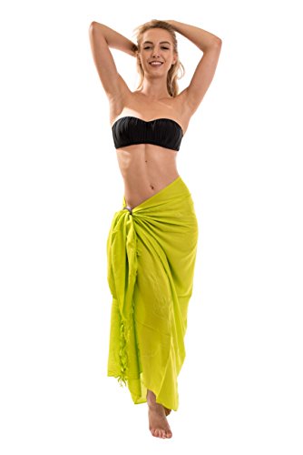 Ciffre Sarong Pareo Wickelrock Strandtuch Tuch Schal Wickelkleid Strandkleid Saunatuch Hell Grün Stickerei von Ciffre