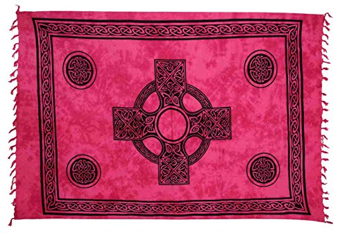 Ciffre Sarong Pareo Wickelrock Strandtuch Tuch Wandbehang Keltisch Kreuz Pink von Ciffre