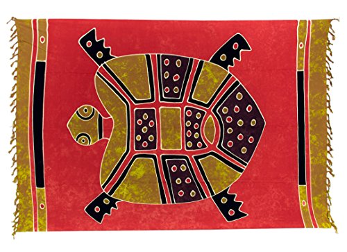 Ciffre Sarong Pareo Wickelrock Strandtuch Tuch Wickeltuch Handtuch + Schnalle Schildkröte Rot Töne Pareo Wickelrock Lunghi von Ciffre