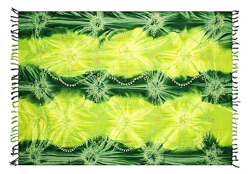 Ciffre Sarong Pareo Wickelrock Strandtuch Tuch Wickeltuch Handtuch Bunte Sommer Muster + Schnalle Grün Pailleten Handwäsche von Ciffre