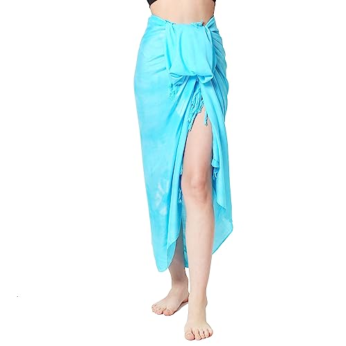 Ciffre Sarong Pareo Wickelrock Strandtuch Tuch Wickeltuch Handtuch Bunte Sommer Muster Set + Gratis Schnalle Schließe (Türkis BT) von Ciffre