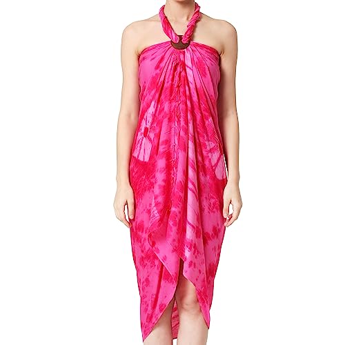 Ciffre Sarong Pareo Wickelrock Strandtuch Tuch Wickeltuch Handtuch Bunte Sommer Muster Set Gratis Schnalle Schließe (Pink BP) von Ciffre