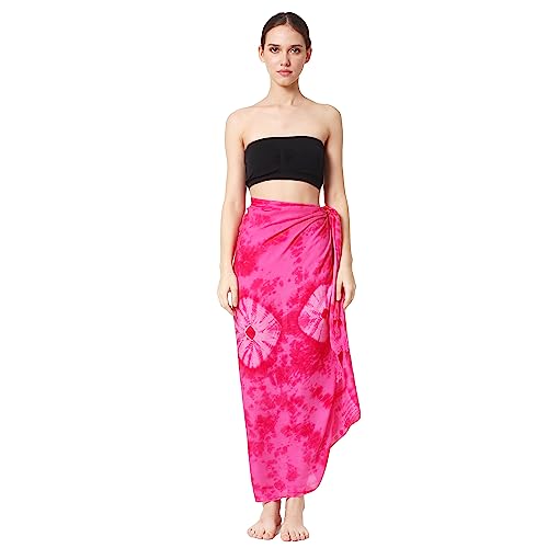 Ciffre Sarong Strandtuch Tuch Schal Lunghi Pareo Dhoti Wickelrock Blume Batik Pink + Schnalle von Ciffre