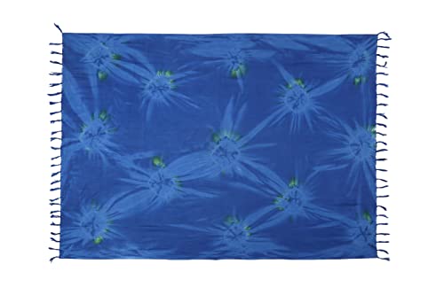 Ciffre Sarong Strandtuch Tuch Schal Lunghi Pareo Dhoti Wickelrock Blume Sommer Blau + Schnalle von Ciffre