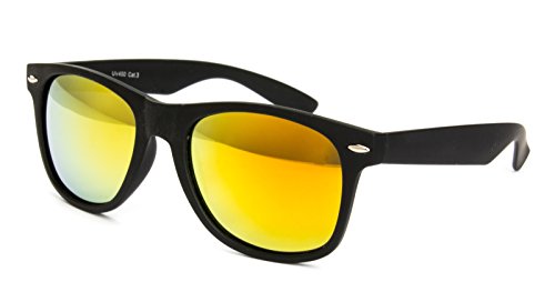 Ciffre Sonnenbrille Nerd Nerd Nerdbrille Stil Retro Vintage Unisex Brille - Schwarz Gummiert Feuer von Ciffre