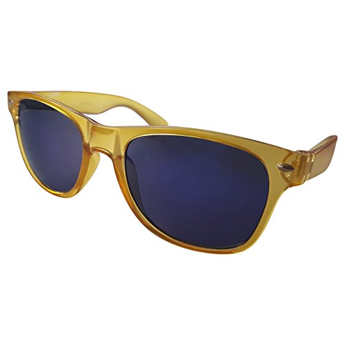 Ciffre Sonnenbrille Nerdbrille Nerd Brille Pilotenbrille Look Gelb Gold Blaue Glässer von Ciffre