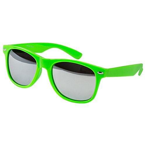 Ciffre Sonnenbrille Nerdbrille Nerd Retro Look Brille Pilotenbrille Vintage Look - ca. 80 verschiedene Modelle Grün Verspiegelt von Ciffre