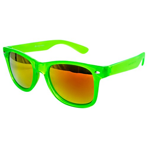 Sonnenbrille Nerdbrille Nerd Retro Look Brille Pilotenbrille Vintage Look - ca. 80 verschiedene Modelle Neon Grün Transparent Feuer Glas von Ciffre