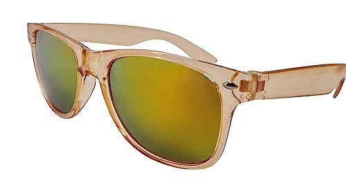 Sonnenbrille Nerdbrille Nerd Retro Look Brille Pilotenbrille Vintage Look - ca. 80 verschiedene Modelle Orange Transparent Feuer von Ciffre