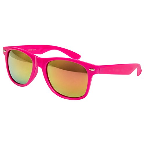 Ciffre Sonnenbrille Nerdbrille Nerd Retro Look Brille Pilotenbrille Vintage Look - ca. 80 verschiedene Modelle Pink Feuer Glässer von Ciffre