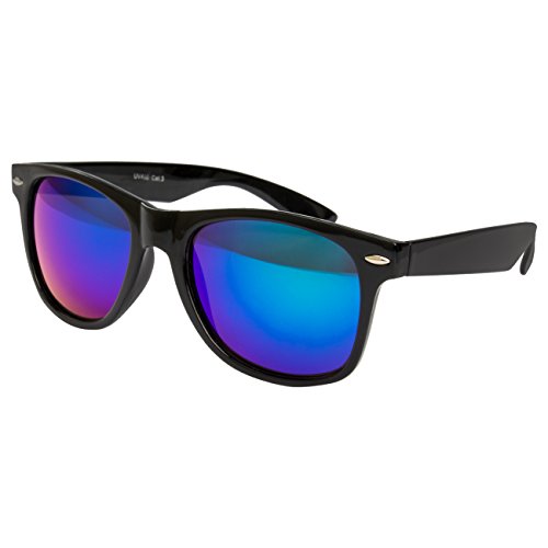Ciffre Sonnenbrille Nerdbrille Nerd Retro Look Brille Pilotenbrille Vintage Look - ca. 80 verschiedene Modelle Schwarz Blau Lila Verspiegelt von Ciffre