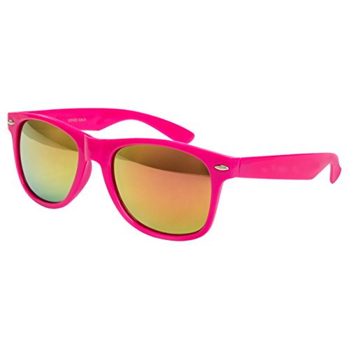 Ciffre Sonnenbrille Nerdbrille Nerd Retro Look Brille Pilotenbrille Vintage Look - ca. 80 verschiedene Modelle Viele Farben (Pink Feuer Verspiegelt) von Ciffre